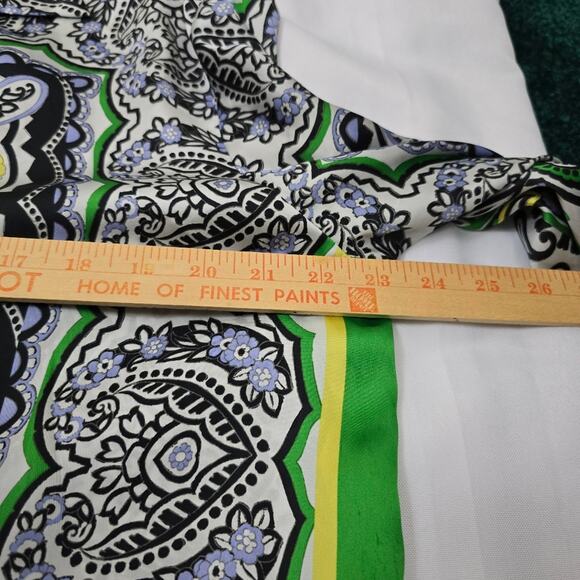 Zara Green Paisley Floral Satin Scarf Button Down Blouse Boho St Patty Day M - Picture 8 of 14